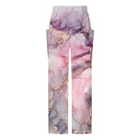 Дасайо женски панталони от мрамор с джобове еластична талия с широк панталон за крака реколта свободно облекло