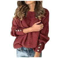 OCIVIESR Женски моден солиден цвят пуловер кръгла врата топъл пуловер с дълъг ръкав дамско зимно палто дълги пуловери жители за жени