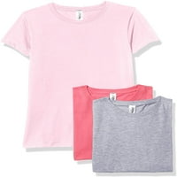 Марки Джи облекло Момичета къс ръкав екипажа врата твърди Тениски памук, ХС, розово горещо розово Хедър