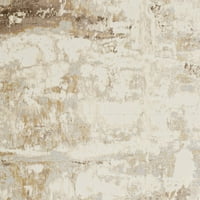Фрида Затруднени Абстрактен акварел килим, слонова кост кафяво, 9 фута 12 фута площ килим