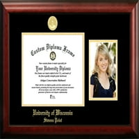 Университет на Уисконсин-Стивънс Пойнт 10В 8н Златна релефна дипломна рамка с портрет