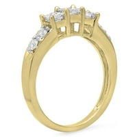 Колекция DazzlingRock 1. Карат 14K Princess & Round Diamond Ladies Wedding Stackable Band CT, жълто злато, размер 6.5