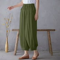 Aufmer еластични панталони за талии за жени широки крака продажби дами пролет и есен плътни цветни еластични памучни гамаши за талия