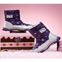 Crocowalk Girls Plush Lining Boot Magic Tape Snow Boots Кръг пръст зимни обувки момчета ходене на небрежно топло лилаво 10c