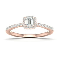 Империал 10к Розово Злато 7 8К ТДВ смарагд шлифован диамант ореол годежен пръстен