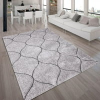 Геометричен сребърен плюшен пухкав блясък 3d шаг, 7'6 10'3 килим за килим от Makymo