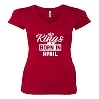 Крале се раждат през април хумор женски младши годни тениски, червени, x-големи
