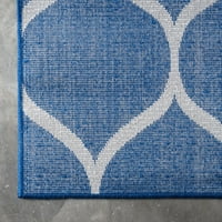 Уникален стан заоблен фриз на фриз килим тъмно синя слонова кост 7 '1 10' правоъгълник трели традиционен идеален за дневна легла за трапезария офис