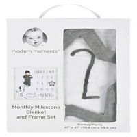 Модерни моменти от Гербер Бебе Момче одеяло & рамка комплект, 2-парче, бели кученца
