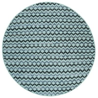 Montauk Harding Geometric Striped Potton Area Rug, Turquoise Blue Black, 4 '4' Round