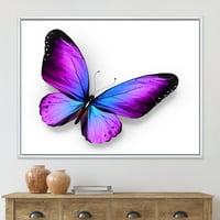 Синьо и виолетово пеперуда в рамка живопис платно изкуство печат