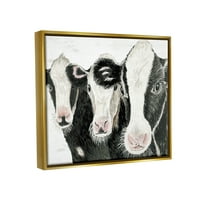 Ступел Три Крави Ферма Портрет Трио Животни И Насекоми Живопис Злато Плават Рамкирани Изкуство Печат Стена Изкуство