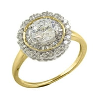 Halo Jewelers 10k жълто злато карат център кръгла лаборатория създаде Moissanite и Natural Diamond Halo Cluster годежни пръстени за жени Размер-6.5