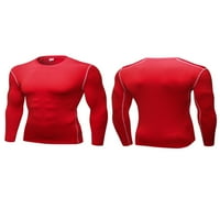 Пейл Мъжки спортни тениска дълъг ръкав мускулни върхове базов слой компресия ризи влага фитинг тренировка тениска Червен л