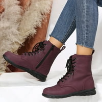 Jsaierl British Style Solid Color Color Boots Boots Side Zip Casual Wedge Heel Женски ботуши