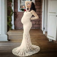 Taqqpue дамски рокля от рамото майчинство за фотошот бебе душ сватба гост с дълъг ръкав тънък приготен рокля разтопява разтегателна дълга макси рокля фотография бременност рокли