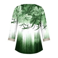 В Деколте За Жени Дамски Блузи блуза реколта цвете блуза в врата Скрий корема върхове Дамски Тениски зелен ххл