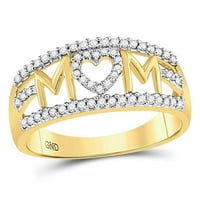 10к жълто злато кръг диамант Мама Майка сърце пръстен пръстен