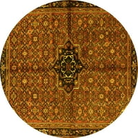Ahgly Company Machine Pashable Indoor Round Персийски жълти традиционни килими, 8 'кръг