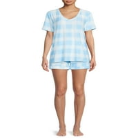 Жаклин жените и жените Плюс размер тениска с къс ръкав и шорти пижама комплект, 2-парче
