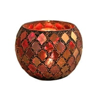 Мозайка стъклен чай Светликови държач червен оброчен държачи за свещи парти декор магически лампа сенки за дома