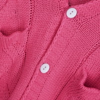 Кардигански пуловери за жени Scoop Neck Cardigan с дълъг ръкав твърд акрил розов женски жилетка пуловери за жени за жени
