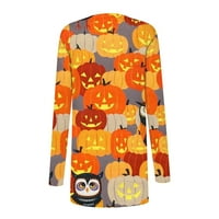 Женски жилетки за Хелоуин Хелоуин Кардигани плюс размер дълъг ръкав Смешна сладка тиква черно котка призрачно палто блуза светло сиво xl