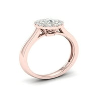 1 3к ТДВ диамант 10К Розово злато единичен камък ореол годежен пръстен
