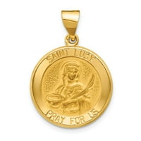 Бижута 14k жълто злато полирано и сатенен медал с медал St. Lucy