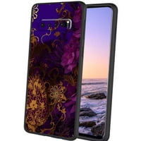 Purplish-Gold-Floral-Dark-Grunge-калъф за телефон, дегин за Samsung Galaxy S10+ плюс калъф мъже жени, гъвкав силиконов шоков калъф за Samsung Galaxy S10+ плюс