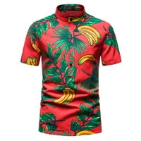 Sendkeelmen's Summer Beach Небрежен хавайски печат плажен стил с къс ръкав поло риза с къс ръкав мъжки връх