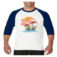 MMF - Мъжки тениски за бейзбол Raglan Sleeve, до размер 3XL - Flamingo