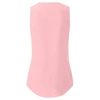 Върхове на резервоарите за жени под 5 долара, летни ризи за жени Zip ежедневна туника с v-образно деколте, които тенират тениска розово l