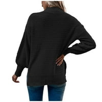 Shomport дамски макет пуловер с дълъг ръкав с плетене на една ръкав плетен пуловер върхове ежедневен разхлабен джъмпер