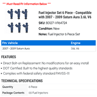 Комплект инжектор на горивото - съвместим със - Saturn Aura 3.6L V 2008