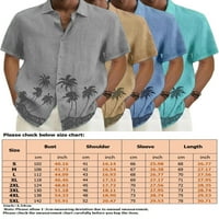 Мъже летни ризи бутон надолу блуза ревера врат тениска мъжки удобни тийнейджърски върхове сини 4xl