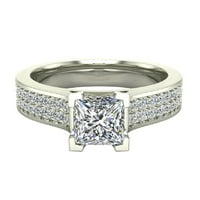 ПАЛИЧЕН ДИАМОННИ ВЪЗДЕЙСТВИЯ ПЪРВИ за жени принцеса нарязана диамантен пръстен 1. CT TW 14K бяло злато