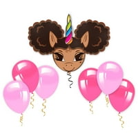 Alexis, Black Unicorn Jumbo Foil Balloon - Pack