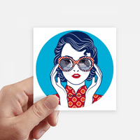 Китайска култура синя жена очила стикер квадратни водоустойчиви стикери тапет