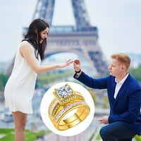 Xinqinghao Разкошен пръстен Моден стил Сватбен пръстен за любовник Бижута Подарък пръстен размер 6- Злато 10