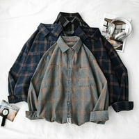 Adviicd Mens Fashion Plaid Cardigan Lapel Небрежна голяма риза Мъжки големи и високи ризи