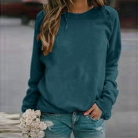 Жените Плюс размер о врата суитчър Дълъг ръкав Случайни хлабав пуловер риза блуза зелен хл