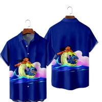 Дисни Lilo & Stitch риза Хавайска риза, Disney Lilo & Stitch Rish Button Down за деца възрастни, джоб за гърдите с къс ръкав