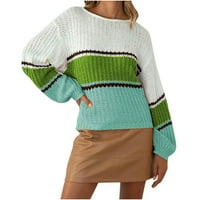 Намален дамски пуловер кръгло деколте пуловер пуловер ивици удобни средни дължини сплайсинг сплайсинг пуловер върхове блуза блуза блуза