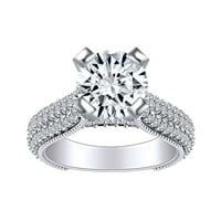 2. Карат кръг отрязани бял естествен диамантен павищ комплект годежен пръстен в 14k твърд бял златен пръстен размер-5