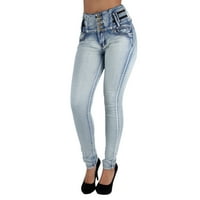 Fashion2love колумбийски дизайн на повдигача с висока талия Skinny Plus Junior Size дънки