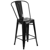 Flash мебели търговски клас 24 Висока черна метална столче на закрито навън навън с подвижен гръб