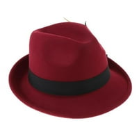 Мъжката женска вълна усети перо от федера шапка винтидж панама трилби шапка - червена, както е описано