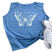 Хайт дами пеперуда пеперуда без ръкави тениски торбисти екипаж на врата тениска улична жилетка на улицата