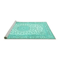 Ahgly Company Machine Wareable Indoor Rectangle Medallion Turquoise Blue Traditional Area Rugs, 6 '9'